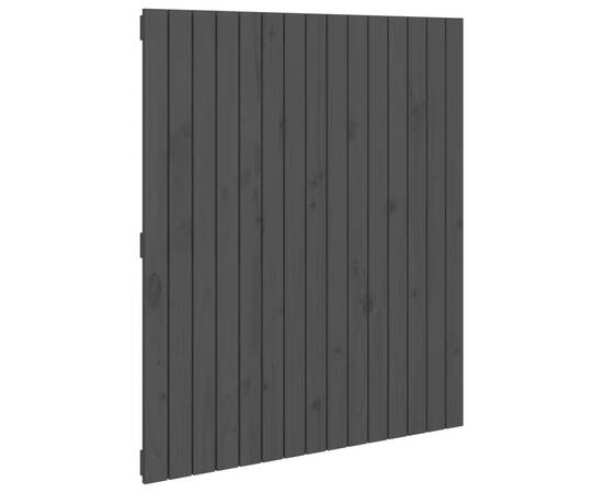 Tăblie de pat pentru perete, gri, 95,5x3x110 cm, lemn masiv pin, 2 image