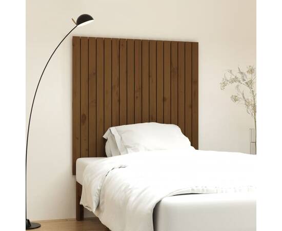 Tăblie de pat pentru perete, maro miere, 108x3x110 cm, lemn pin