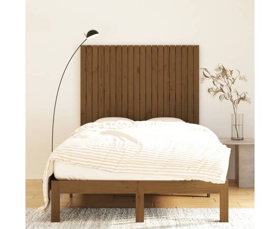 Tăblie de pat pentru perete, maro miere 127,5x3x110 cm lemn pin, 3 image