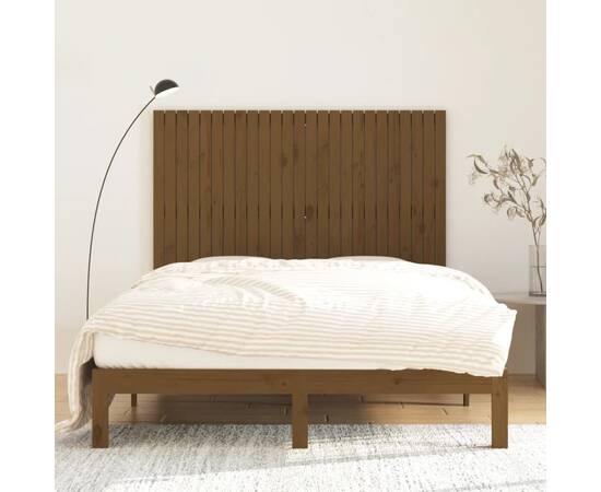 Tăblie de pat pentru perete, maro miere 159,5x3x110 cm lemn pin, 3 image