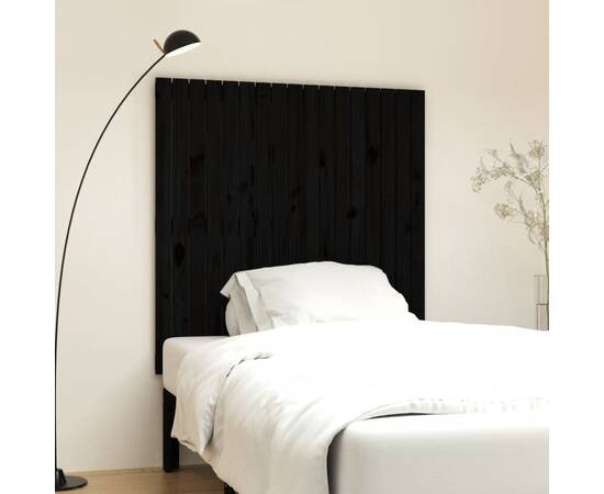 Tăblie de pat pentru perete, negru, 108x3x110 cm lemn masiv pin