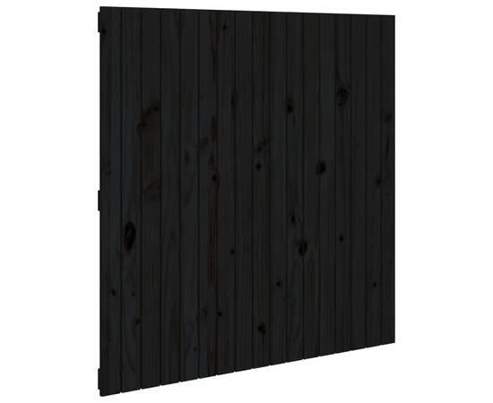 Tăblie de pat pentru perete, negru, 108x3x110 cm lemn masiv pin, 2 image