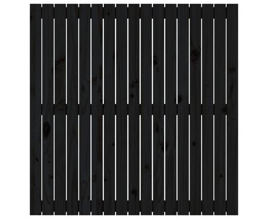 Tăblie de pat pentru perete, negru, 108x3x110 cm lemn masiv pin, 4 image