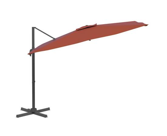 Umbrelă în consolă cu led, cărămiziu, 400x300 cm, 5 image