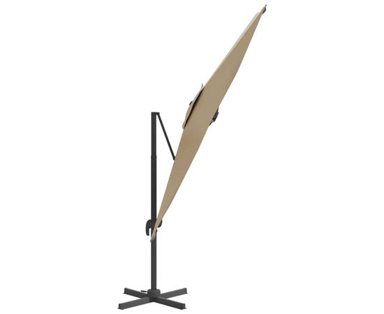 Umbrelă în consolă cu led, gri taupe, 400x300 cm, 6 image