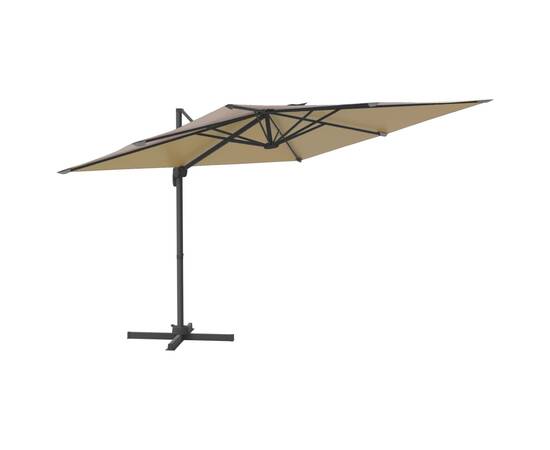 Umbrelă în consolă cu led, gri taupe, 400x300 cm, 2 image