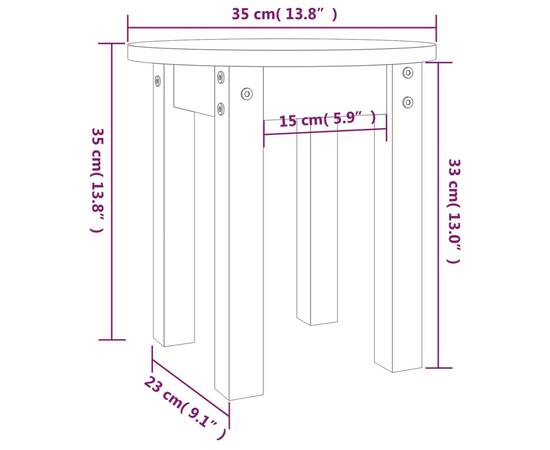 Măsuță de cafea, alb, Ø 35x35 cm, lemn masiv de pin, 8 image