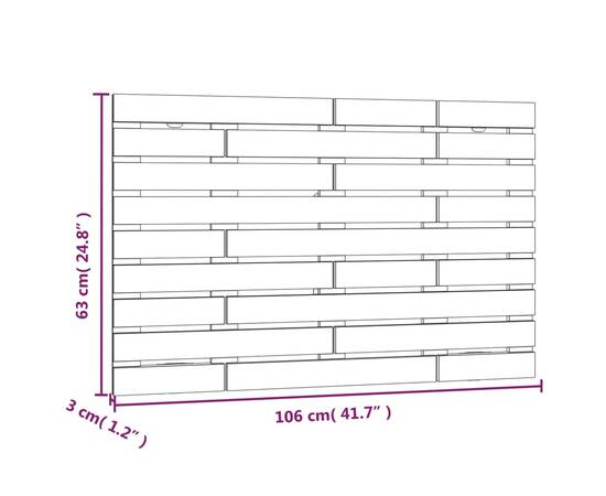 Tăblie de pat pentru perete, alb, 106x3x80 cm, lemn masiv pin, 8 image