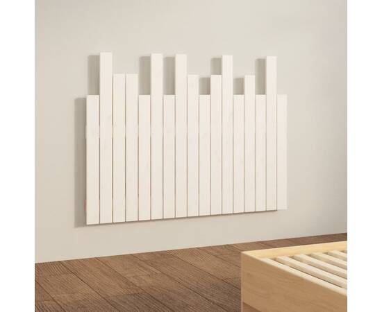 Tăblie de pat pentru perete, alb, 108x3x80 cm, lemn masiv pin, 4 image