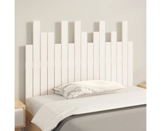 Tăblie de pat pentru perete, alb, 108x3x80 cm, lemn masiv pin, 3 image