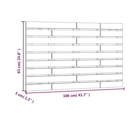 Tăblie de pat pentru perete, gri, 106x3x63 cm, lemn masiv pin, 8 image