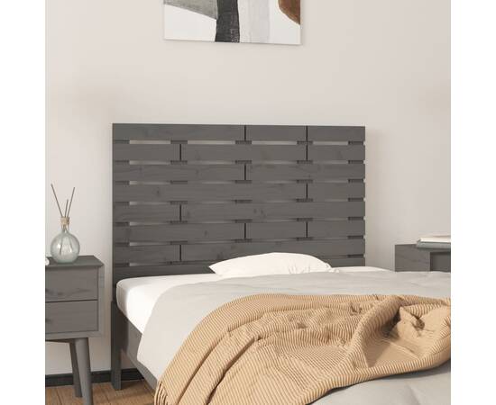 Tăblie de pat pentru perete, gri, 81x3x63 cm, lemn masiv pin