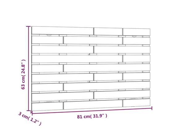 Tăblie de pat pentru perete, gri, 81x3x63 cm, lemn masiv pin, 8 image