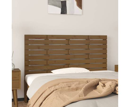 Tăblie de pat pentru perete, maro miere, 126x3x63 cm, lemn pin