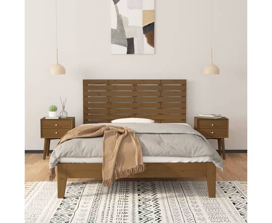 Tăblie de pat pentru perete, maro miere, 126x3x63 cm, lemn pin, 3 image