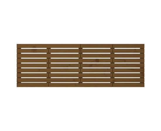 Tăblie de pat pentru perete, maro miere, 206x3x63 cm, lemn pin, 4 image