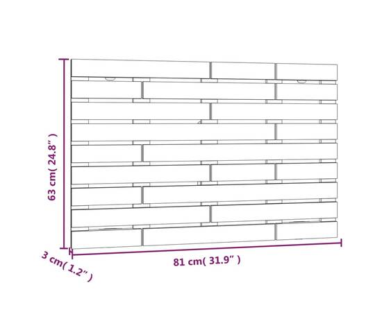 Tăblie de pat pentru perete, negru, 81x3x63 cm, lemn masiv pin, 8 image