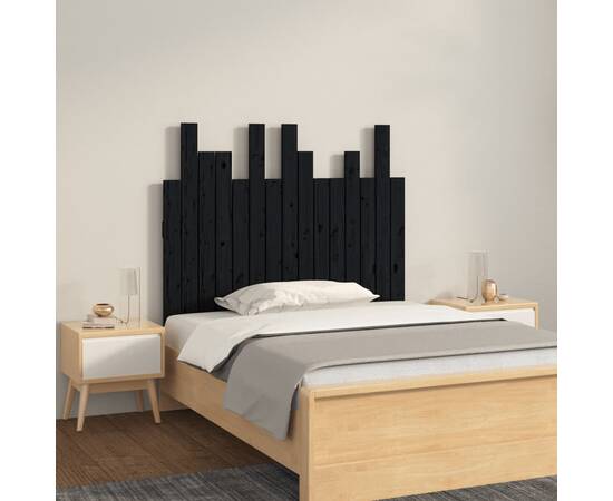 Tăblie de pat pentru perete, negru, 95,5x3x80 cm lemn masiv pin