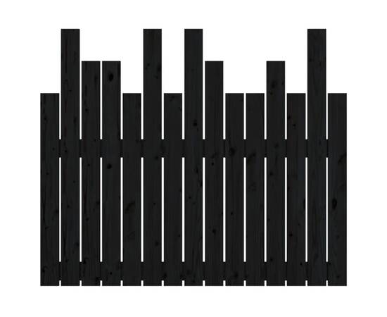 Tăblie de pat pentru perete, negru, 95,5x3x80 cm lemn masiv pin, 5 image