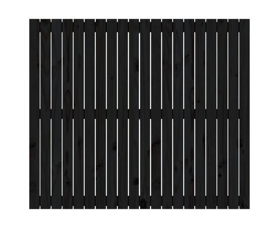 Tăblie de pat pentru perete negru 127,5x3x110 cm lemn masiv pin, 4 image