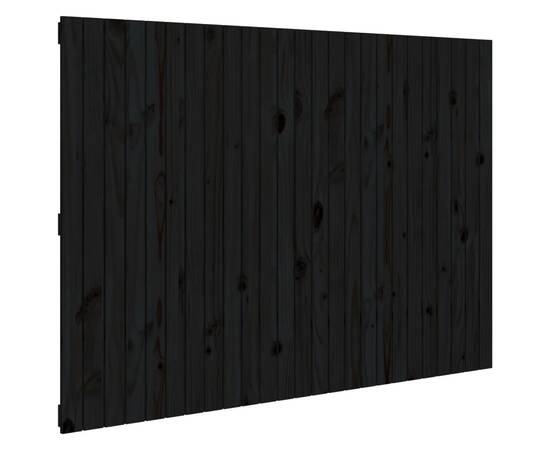 Tăblie de pat pentru perete negru 159,5x3x110 cm lemn masiv pin, 2 image