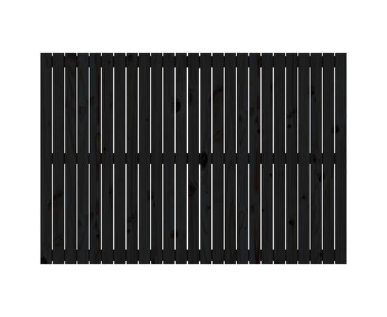 Tăblie de pat pentru perete negru 159,5x3x110 cm lemn masiv pin, 4 image