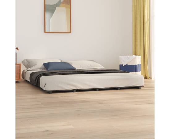 Cadru de pat, gri, 180x200 cm, lemn masiv de pin