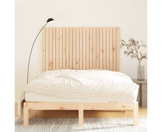 Tăblie de pat pentru perete, 146,5x3x110 cm, lemn masiv de pin, 3 image