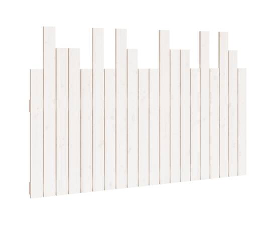 Tăblie de pat pentru perete, alb, 127,5x3x80 cm, lemn masiv pin, 2 image