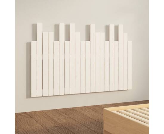 Tăblie de pat pentru perete, alb, 127,5x3x80 cm, lemn masiv pin, 4 image