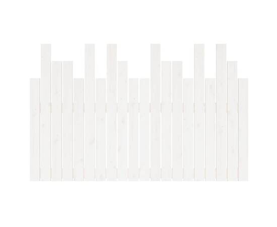 Tăblie de pat pentru perete, alb, 127,5x3x80 cm, lemn masiv pin, 5 image
