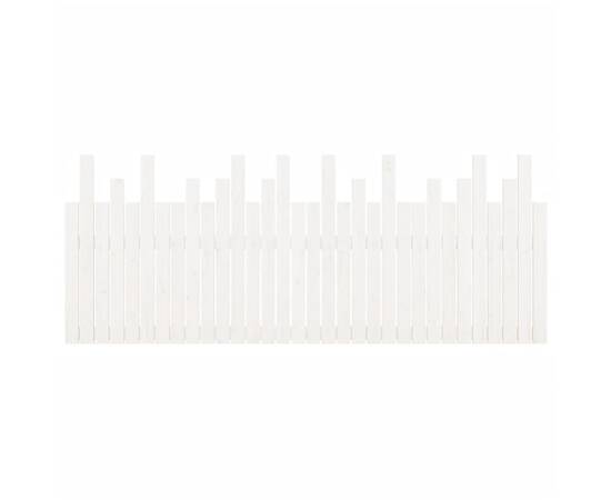 Tăblie de pat pentru perete, alb, 204x3x80 cm, lemn masiv pin, 5 image