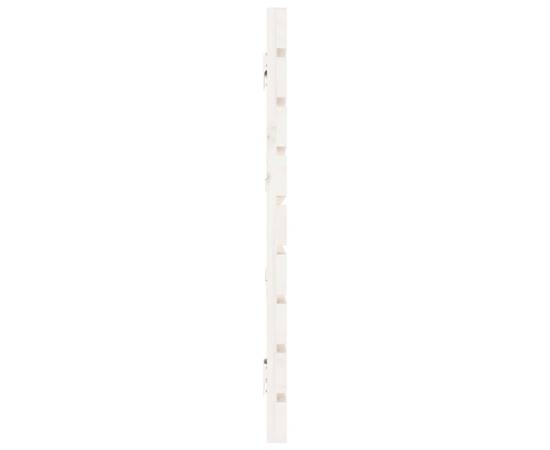 Tăblie de pat pentru perete, alb, 206x3x63 cm, lemn masiv pin, 5 image