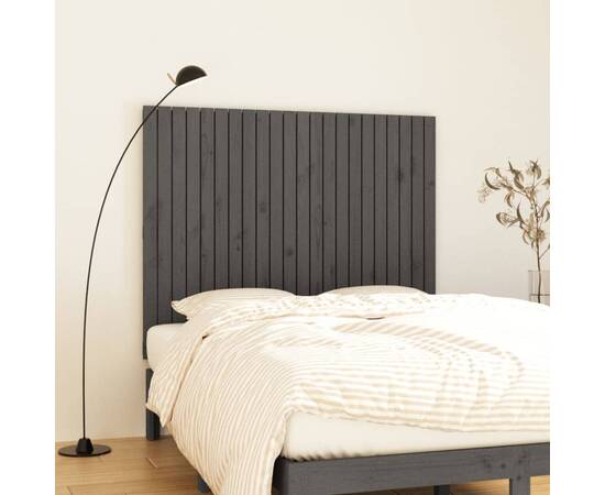 Tăblie de pat pentru perete, gri, 140x3x110 cm, lemn masiv pin