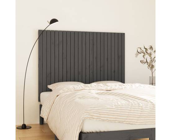 Tăblie de pat pentru perete, gri, 146,5x3x110 cm lemn masiv pin