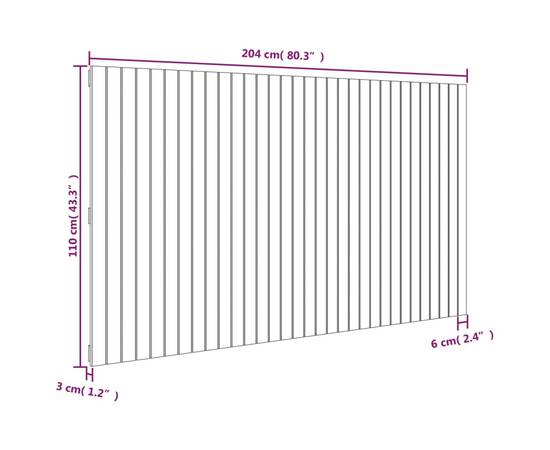 Tăblie de pat pentru perete, gri, 204x3x110 cm, lemn masiv pin, 8 image