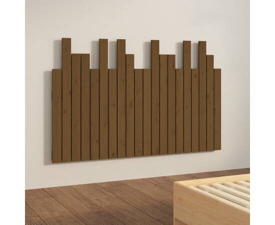 Tăblie de pat pentru perete, maro miere, 127,5x3x80 cm lemn pin, 4 image