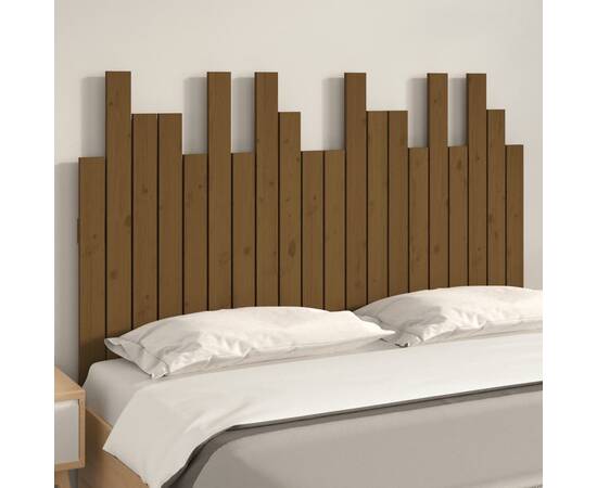 Tăblie de pat pentru perete, maro miere, 127,5x3x80 cm lemn pin, 3 image