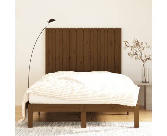 Tăblie de pat pentru perete, maro miere, 140x3x110 cm, lemn pin, 3 image