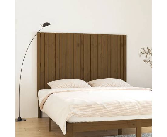 Tăblie de pat pentru perete, maro miere, 166x3x110 cm, lemn pin