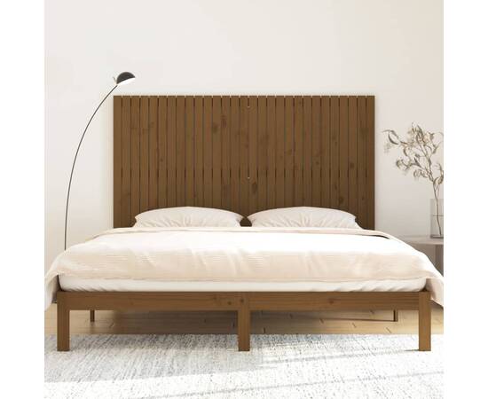 Tăblie de pat pentru perete, maro miere, 185x3x110 cm, lemn pin, 3 image