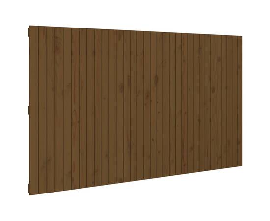 Tăblie de pat pentru perete, maro miere, 204x3x110 cm, lemn pin, 2 image