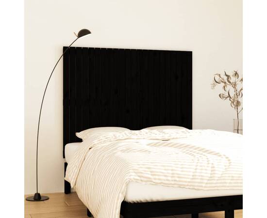 Tăblie de pat pentru perete, negru, 140x3x110 cm lemn masiv pin