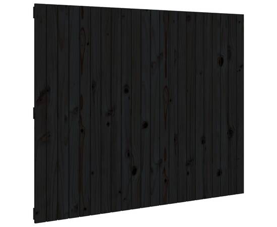 Tăblie de pat pentru perete, negru, 140x3x110 cm lemn masiv pin, 2 image