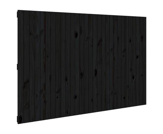 Tăblie de pat pentru perete, negru, 185x3x110 cm lemn masiv pin, 2 image