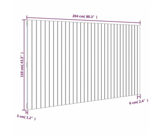 Tăblie de pat pentru perete, negru, 204x3x110 cm lemn masiv pin, 8 image