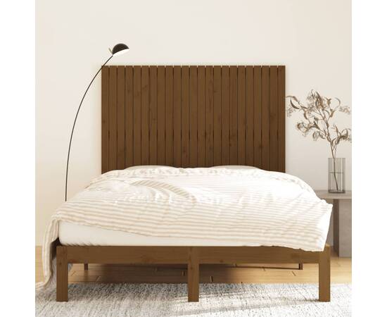 Tăblie de pat pentru perete maro miere 146,5x3x110 cm lemn pin, 3 image