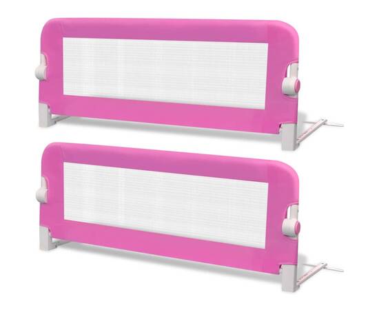 Balustradă de pat protecție copii, 2 buc., roz, 102 x 42 cm, 2 image
