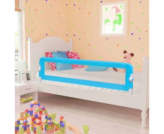Balustradă de pat protecție copii, 2 buc, albastru, 150 x 42 cm