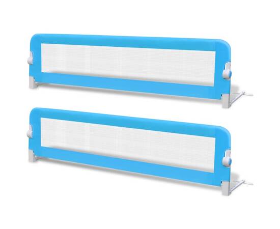 Balustradă de pat protecție copii, 2 buc, albastru, 150 x 42 cm, 2 image